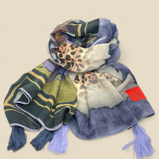 erfurt luxury Animal Scarves 65 Colony Blue