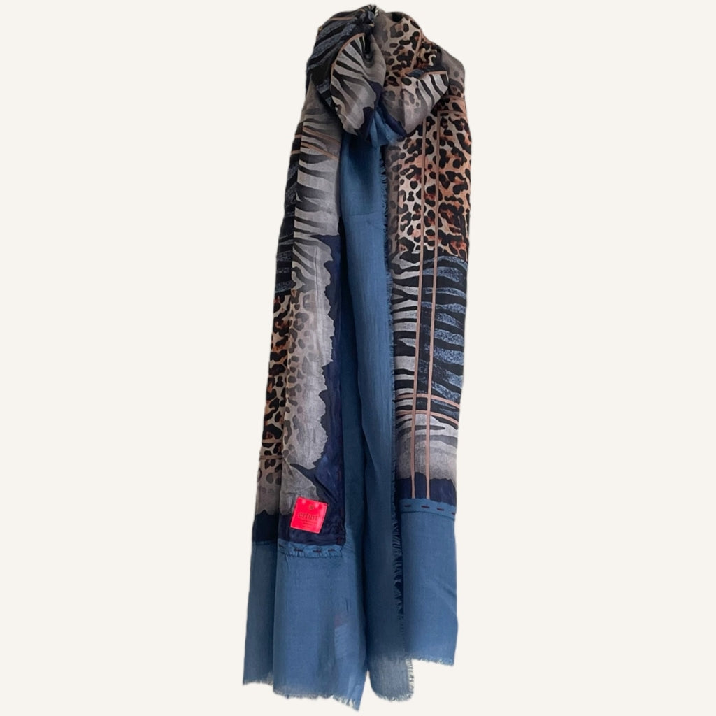 erfurt luxury Animal wild Silk Scarves 65 Colony Blue