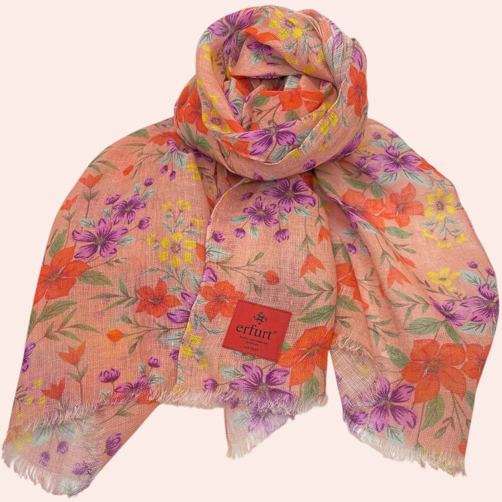 erfurt luxury Flower linen Scarves 29 Peach