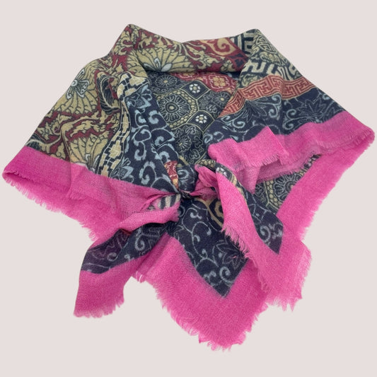 erfurt luxury Folklore Scarves 69 Navy Blue