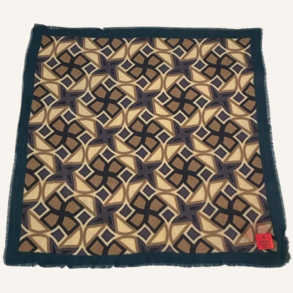 erfurt luxury Geometric blue Cashmere Scarves 13 camel