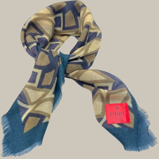 erfurt luxury Geometric blue Cashmere Scarves 13 camel