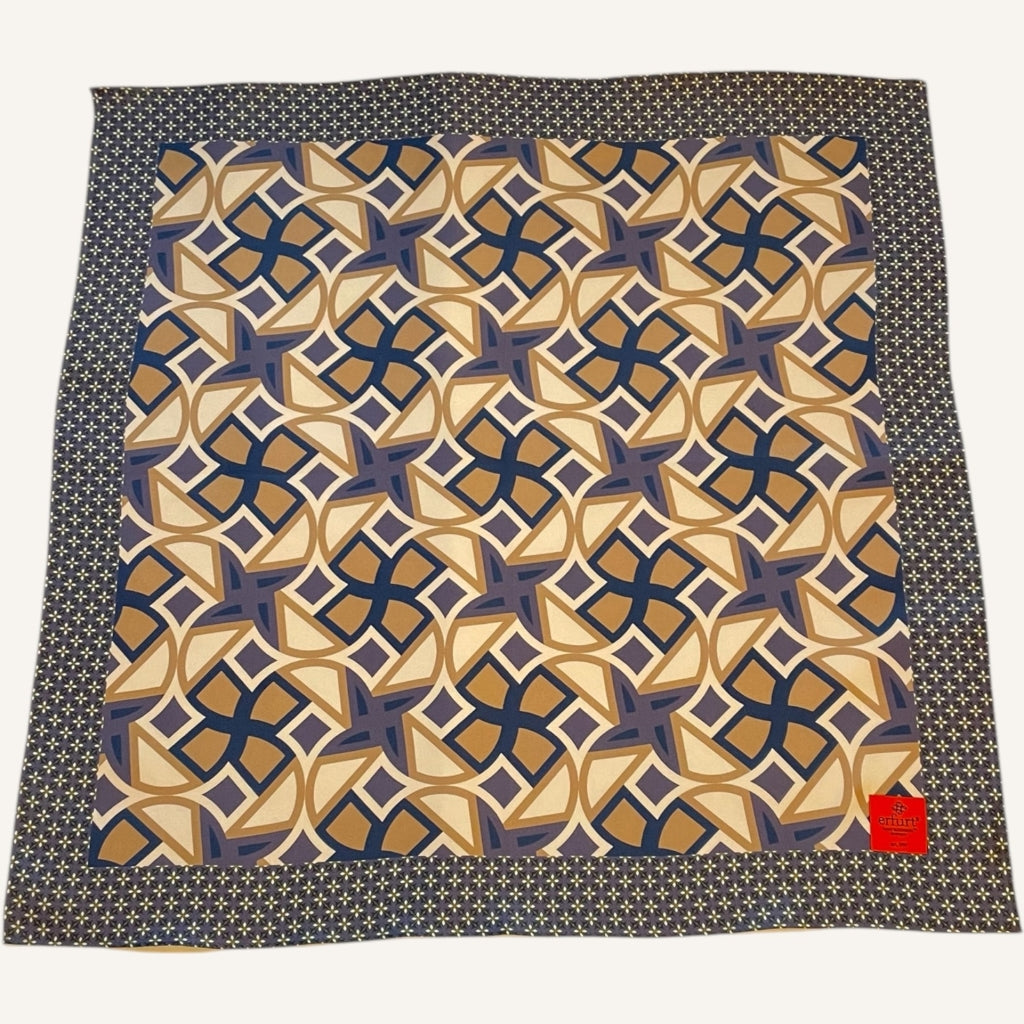 erfurt luxury Geometric tiles Silk Scarves 65 Colony Blue