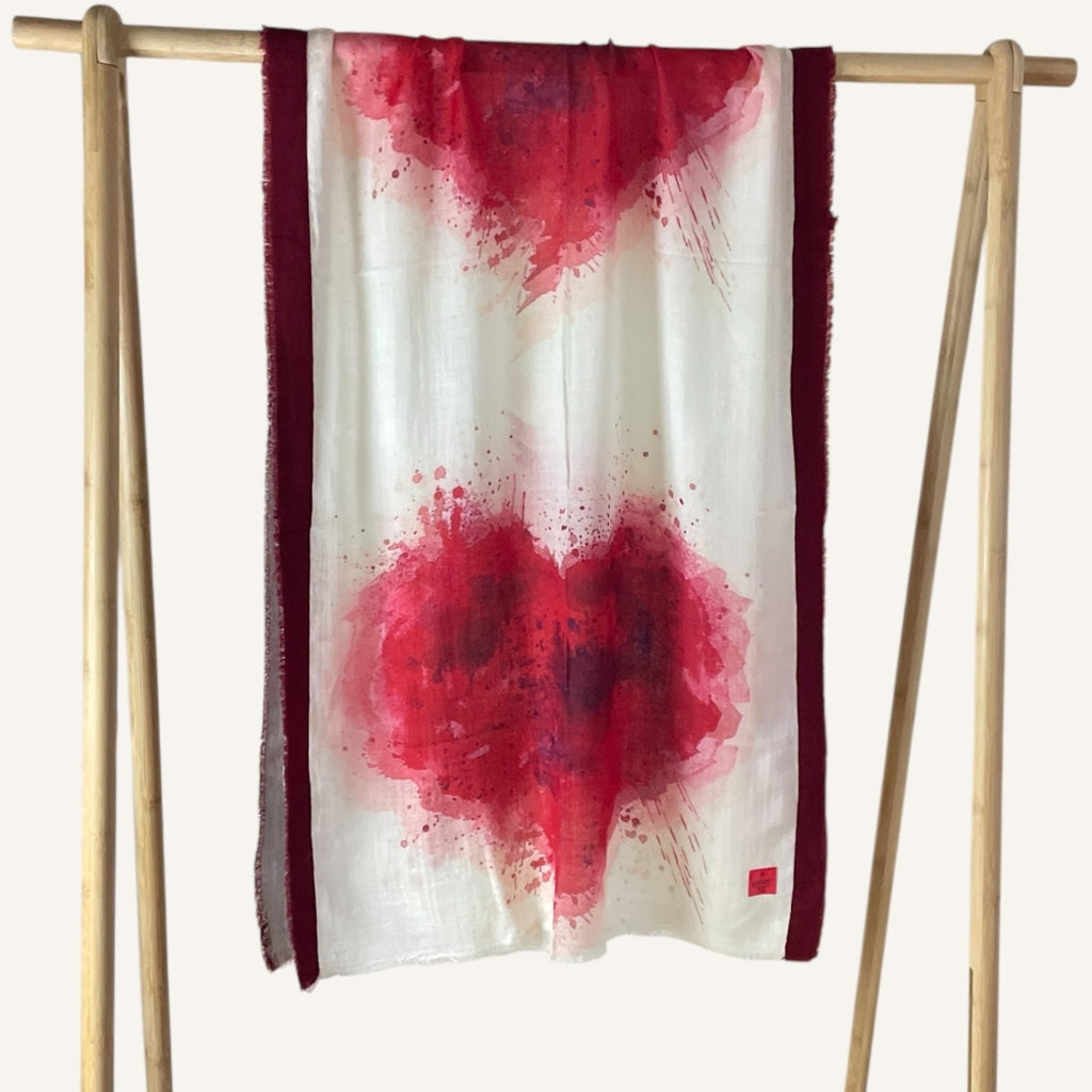 erfurt luxury Hearts Wool Scarves 35 Red