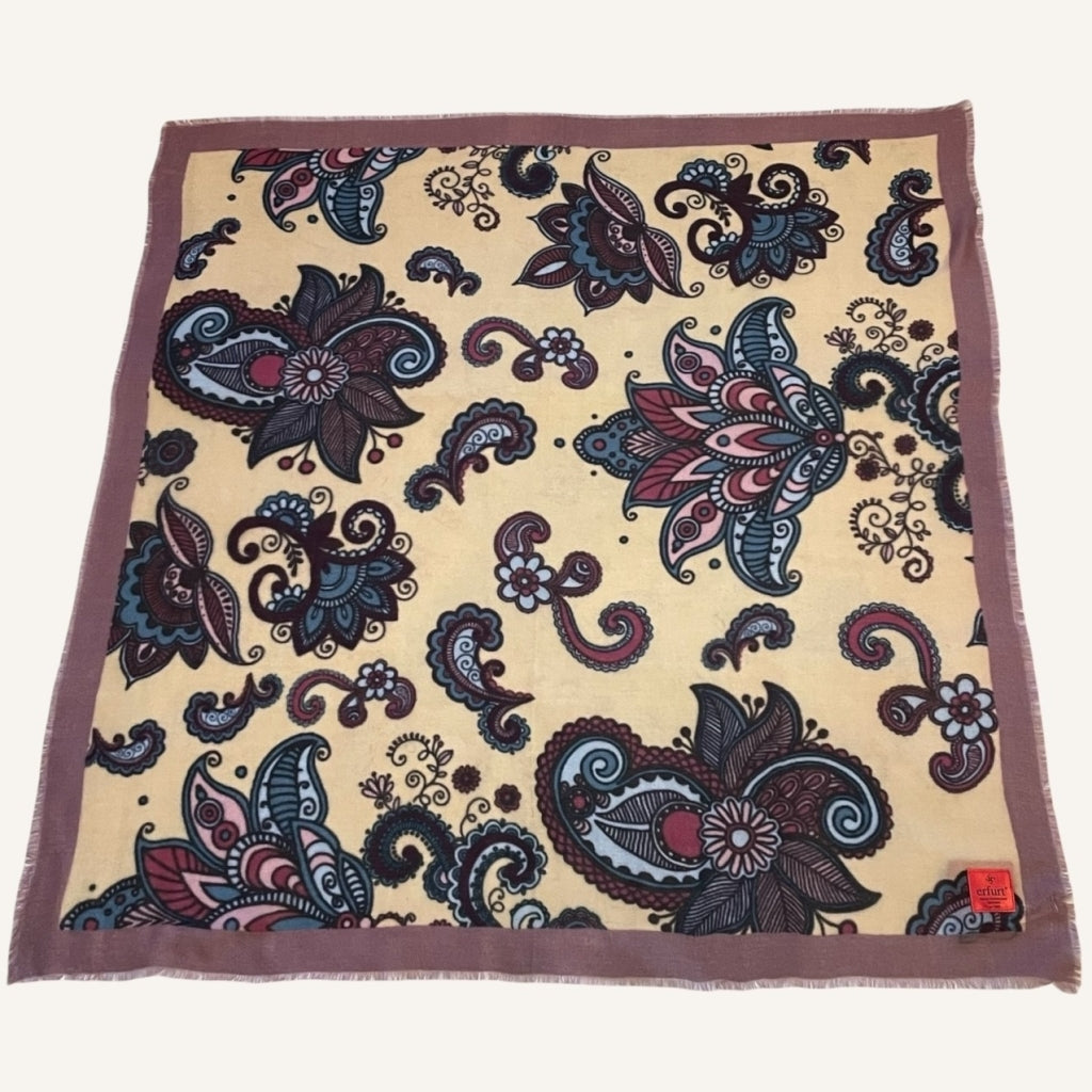 erfurt luxury Paisley flowers Cashmere Scarves 63 Dusty Blue