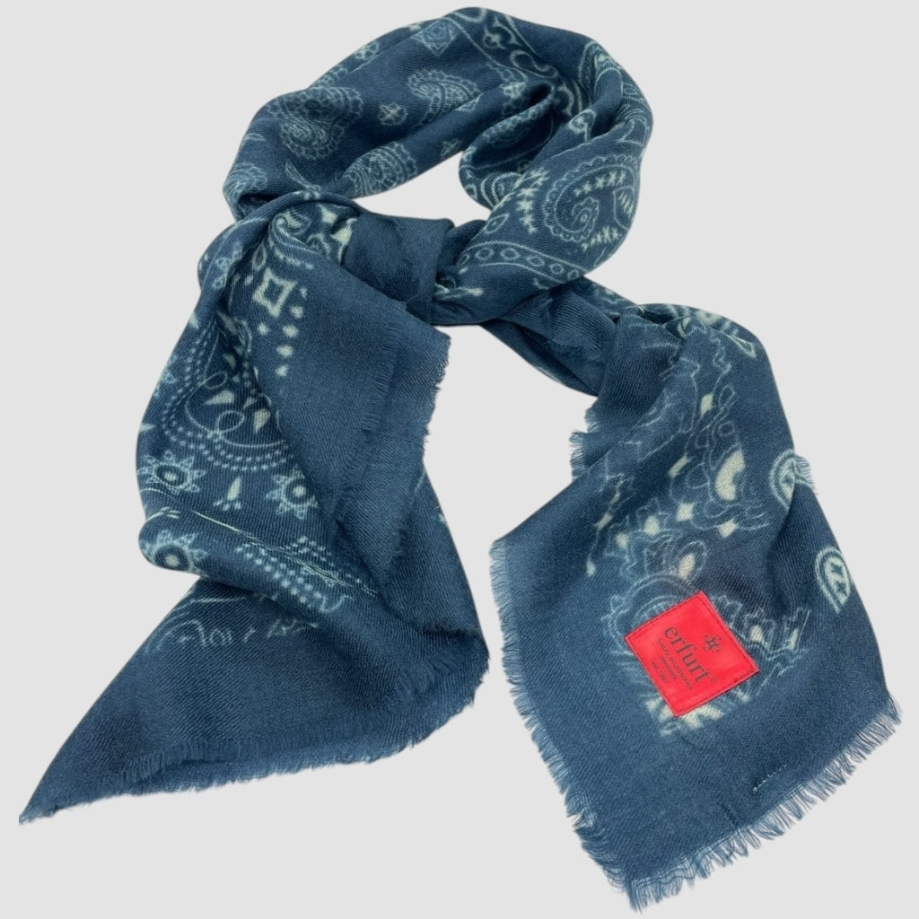 erfurt luxury Paisley soft Cashmere Scarves 69 Navy Blue