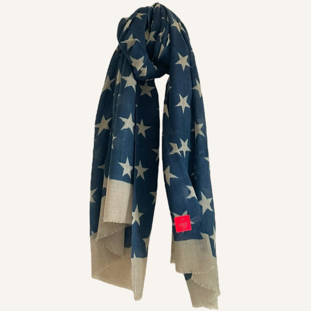 erfurt luxury Stars Wool Scarves 69 Navy