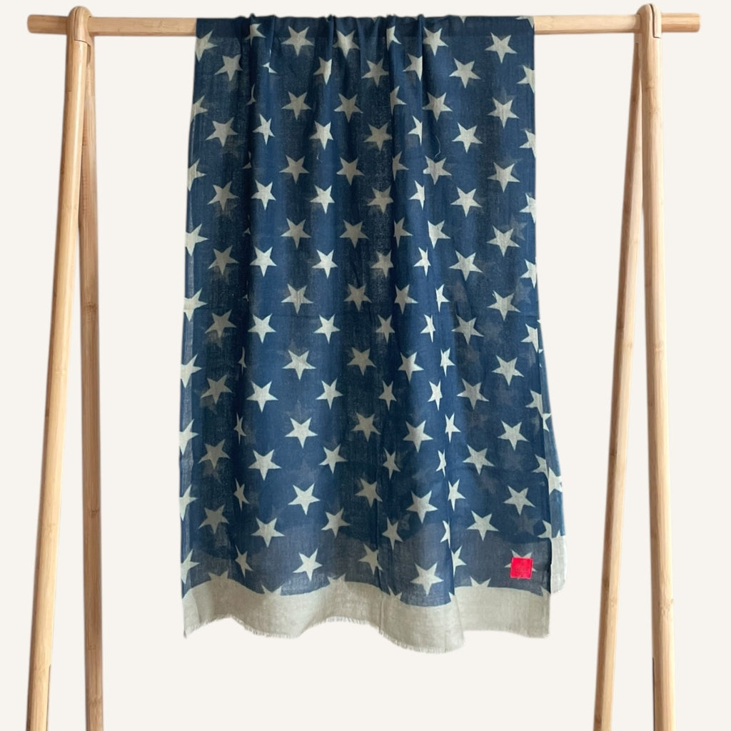 erfurt luxury Stars Wool Scarves 69 Navy