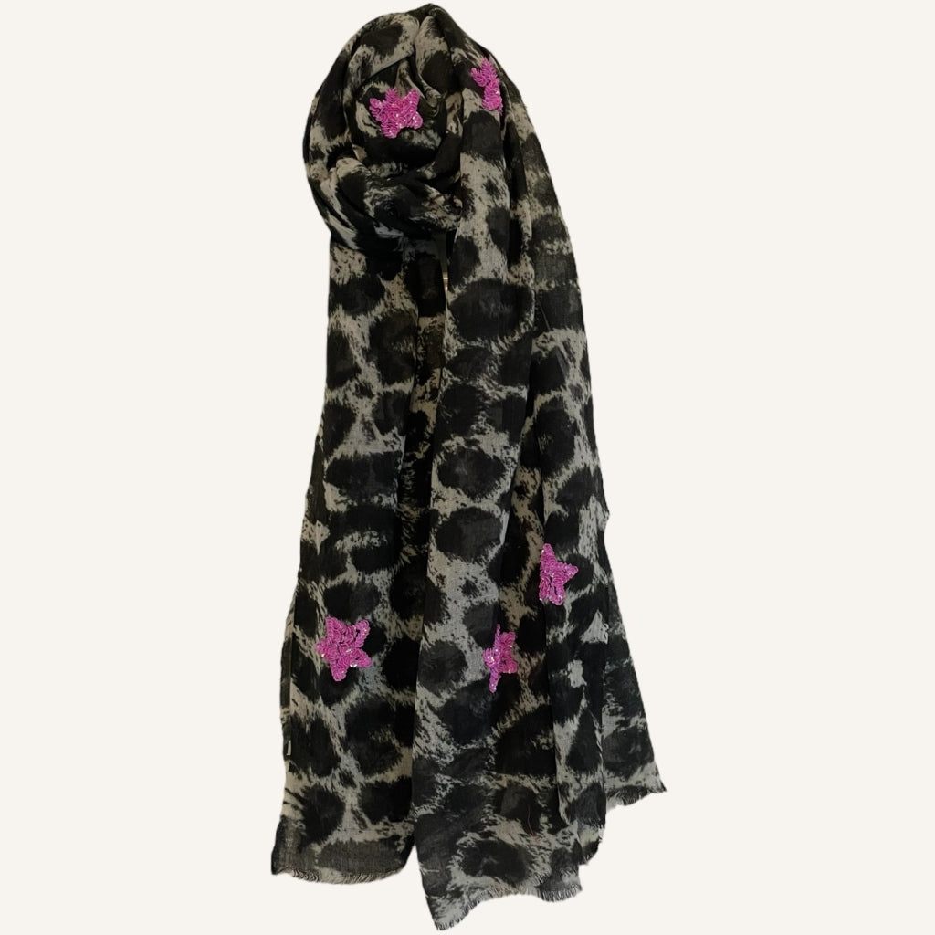 erfurt luxury Tiger wool sequences Scarves 09 Black Night