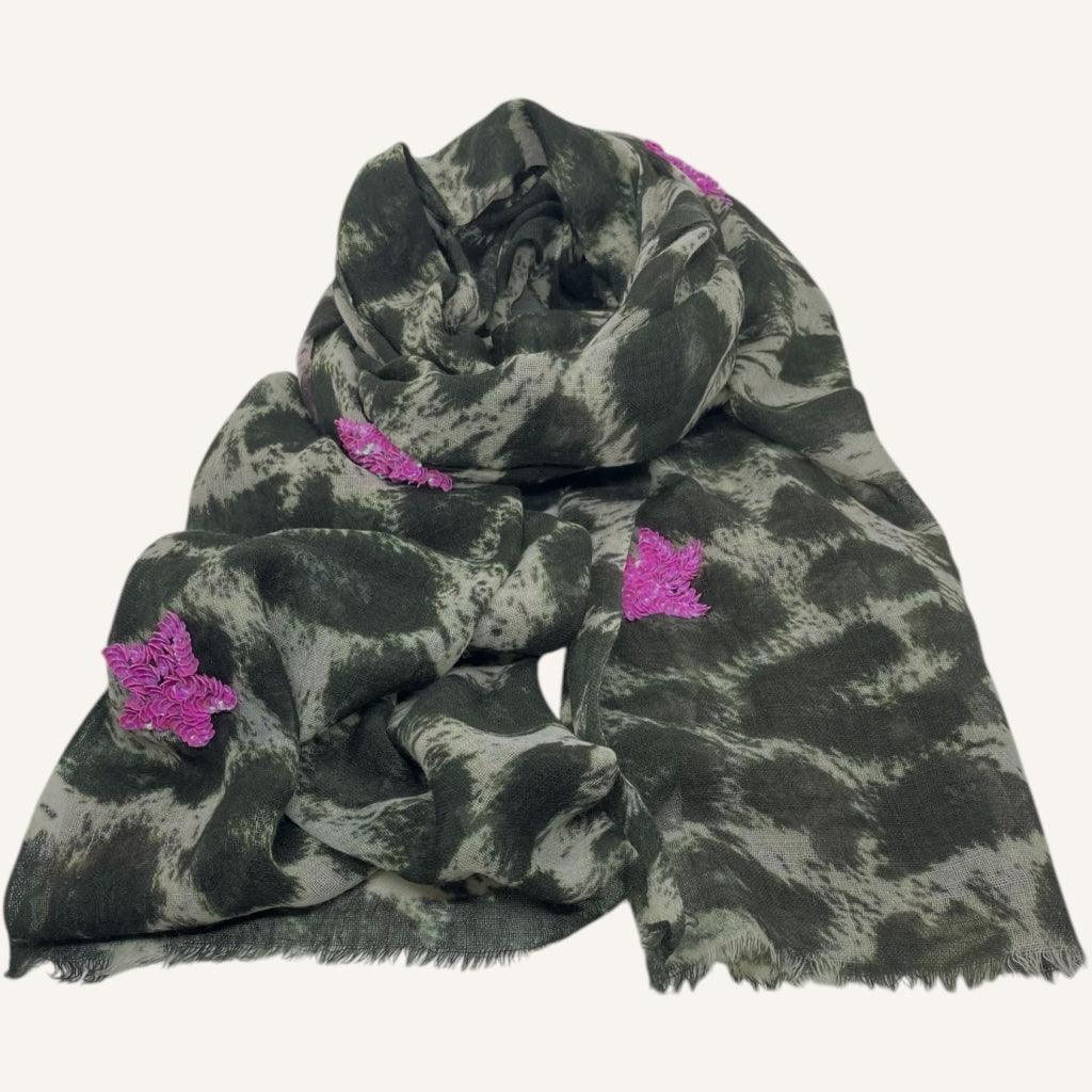 erfurt luxury Tiger wool sequences Scarves 09 Black Night