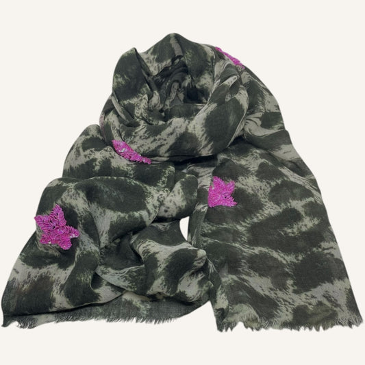 erfurt luxury Tiger wool sequences Scarves 09 Black Night