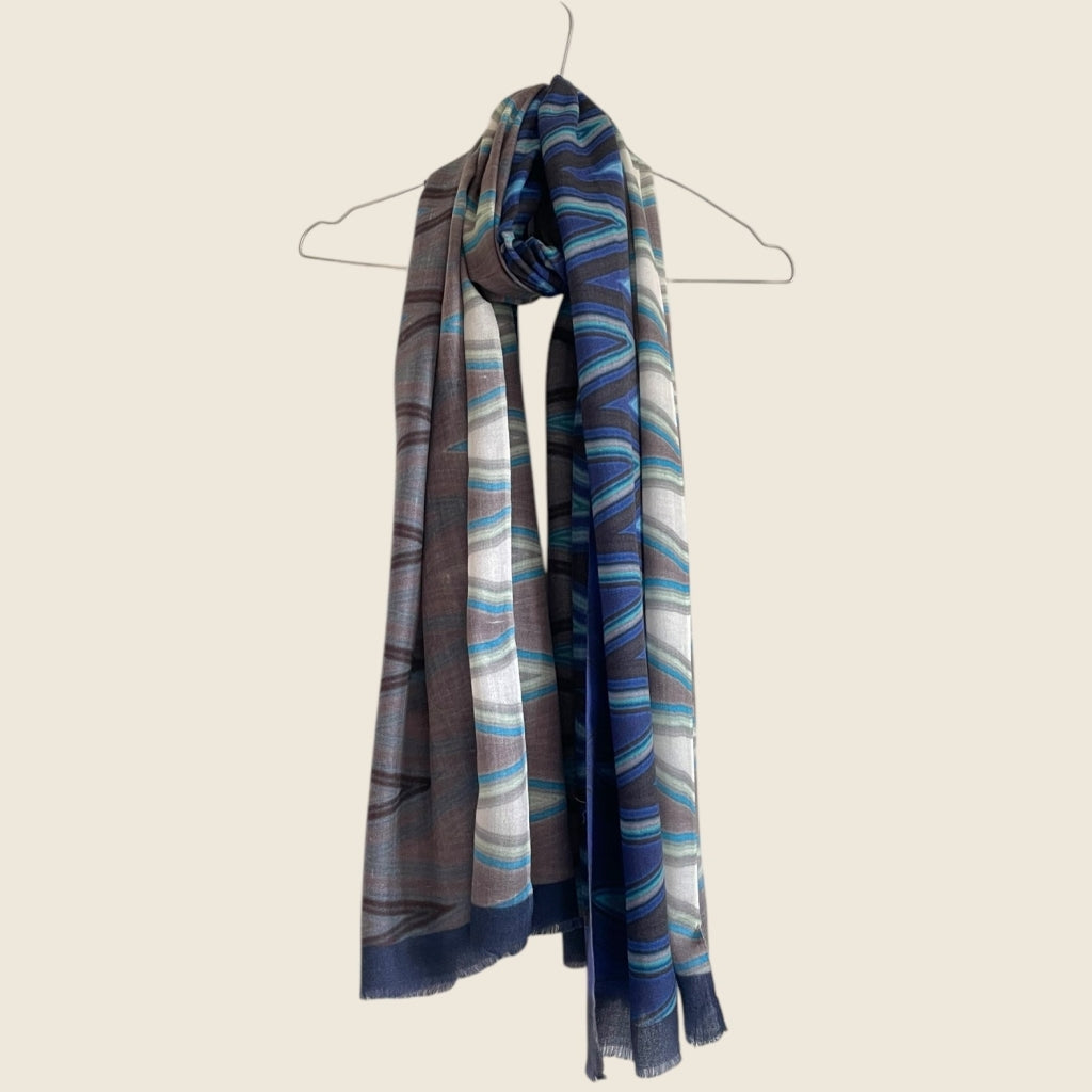erfurt luxury Zig Zag Cashmere Scarves 69 Navy