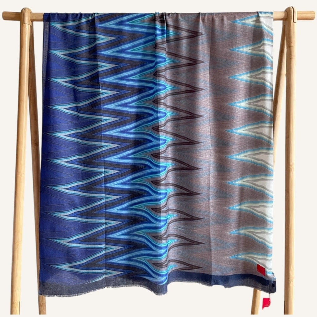 erfurt luxury Zig Zag Cashmere Scarves 69 Navy