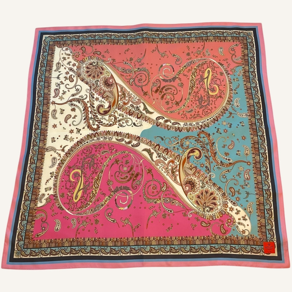 erfurt luxury Big paisley Silk Scarves 37 Raspberry Pink