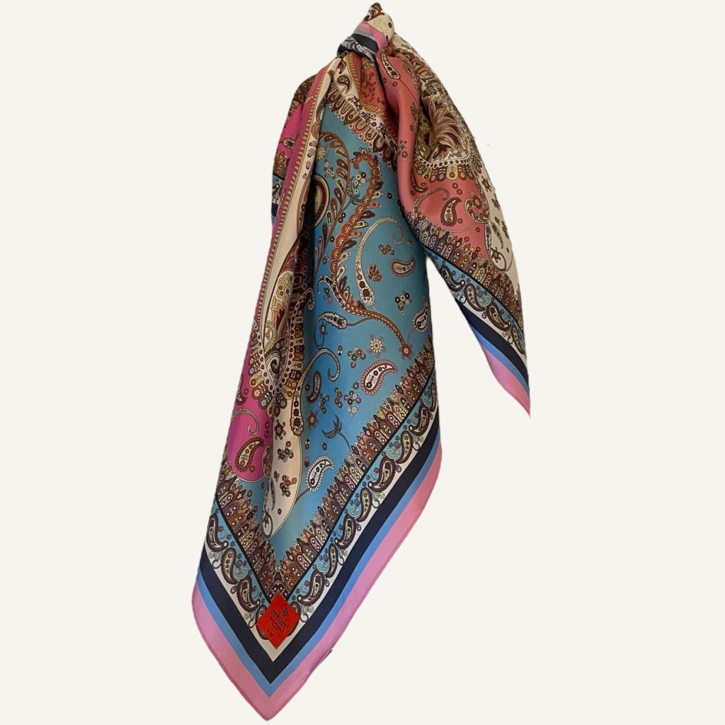 erfurt luxury Big paisley Silk Scarves 37 Raspberry Pink