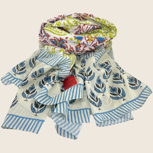 erfurt luxury Block print with border sarong & scarf Scarves 24 Musted Lime