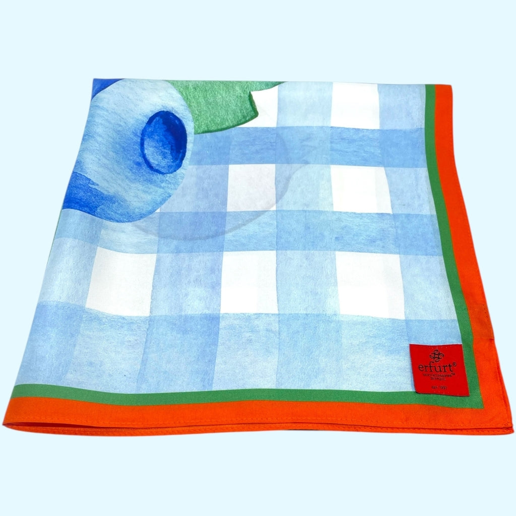 erfurt luxury Blue check Small scarves 60 Baby Blue