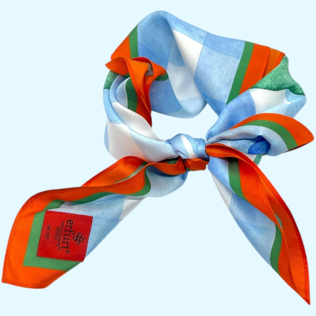 erfurt luxury Blue check Small scarves 60 Baby Blue