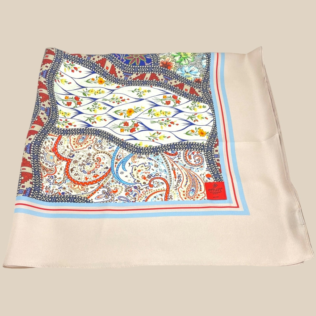 erfurt luxury Blue paisley flowers Scarves 69 Navy