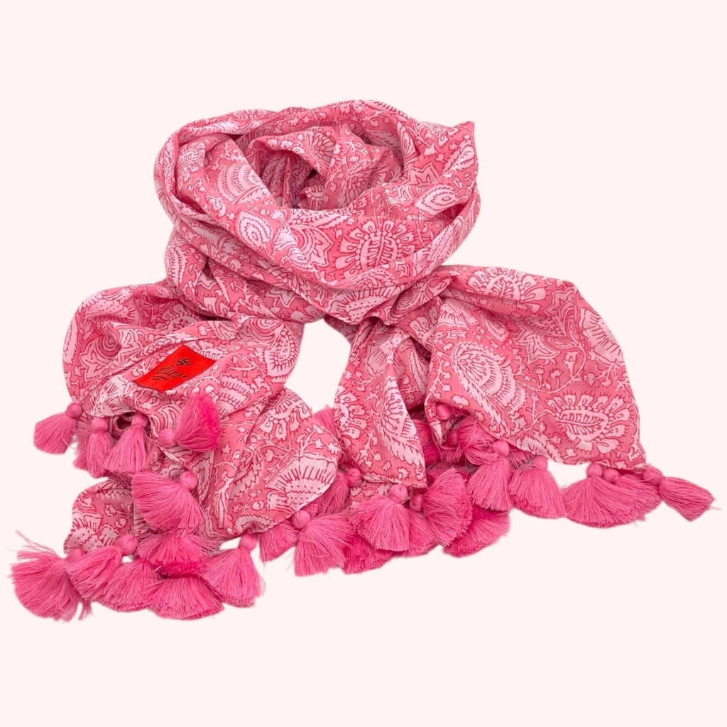 erfurt luxury Flower with tassels Scarves 37 Raspberry Pink