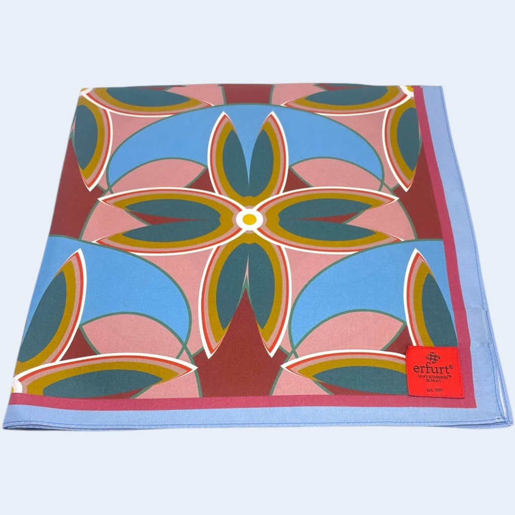erfurt luxury Geometric flower blue Small scarves 65 Colony Blue