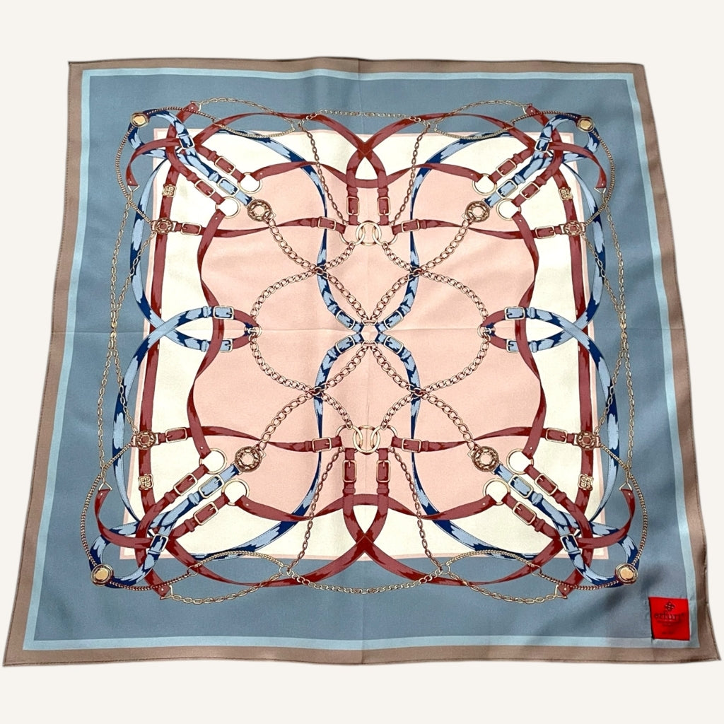 erfurt luxury Horse chains Silk Scarves 69 Navy