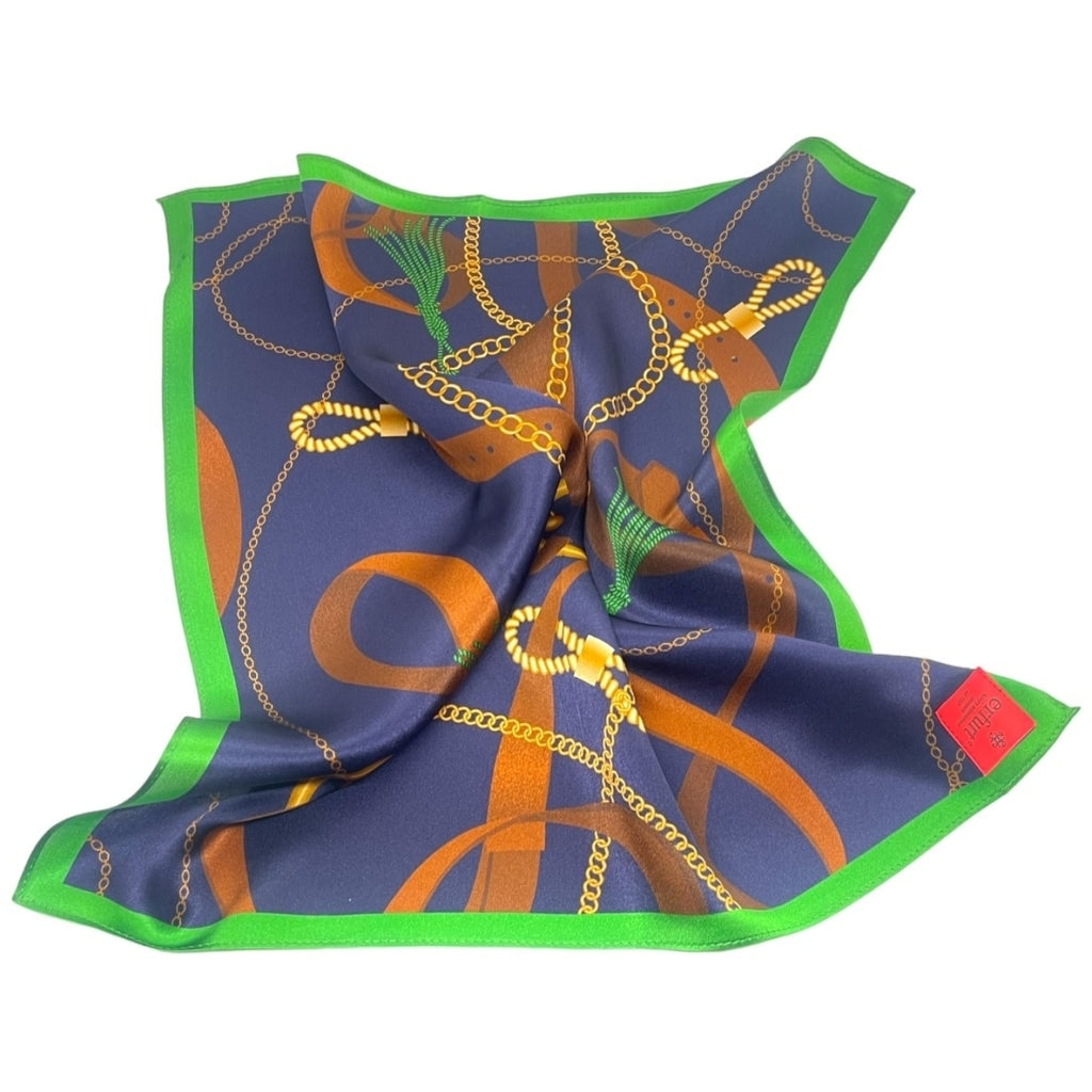 erfurt luxury Horse charm Pocket scarf 69 Navy Blue