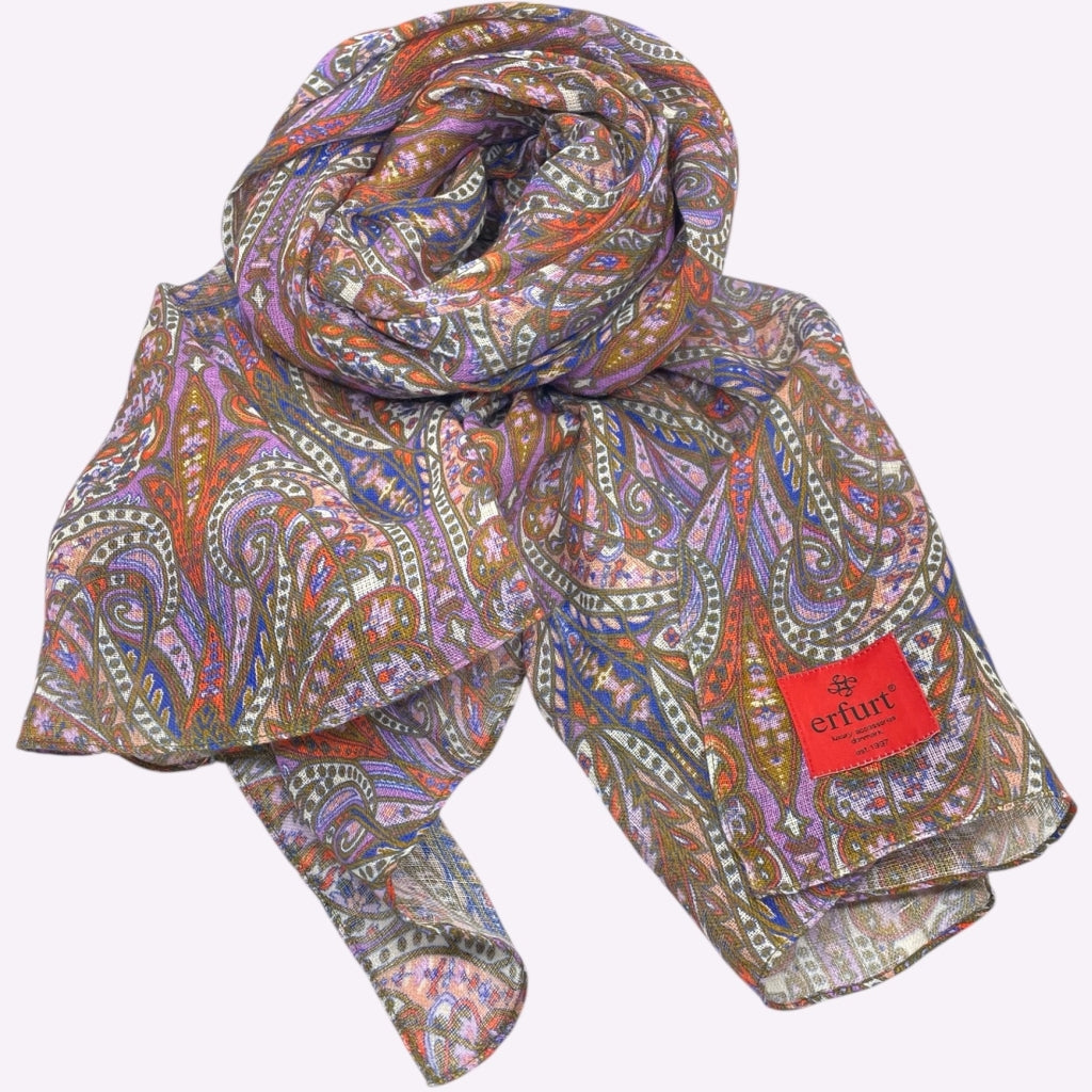 erfurt luxury Paisley linen Scarves 37 Raspberry Pink