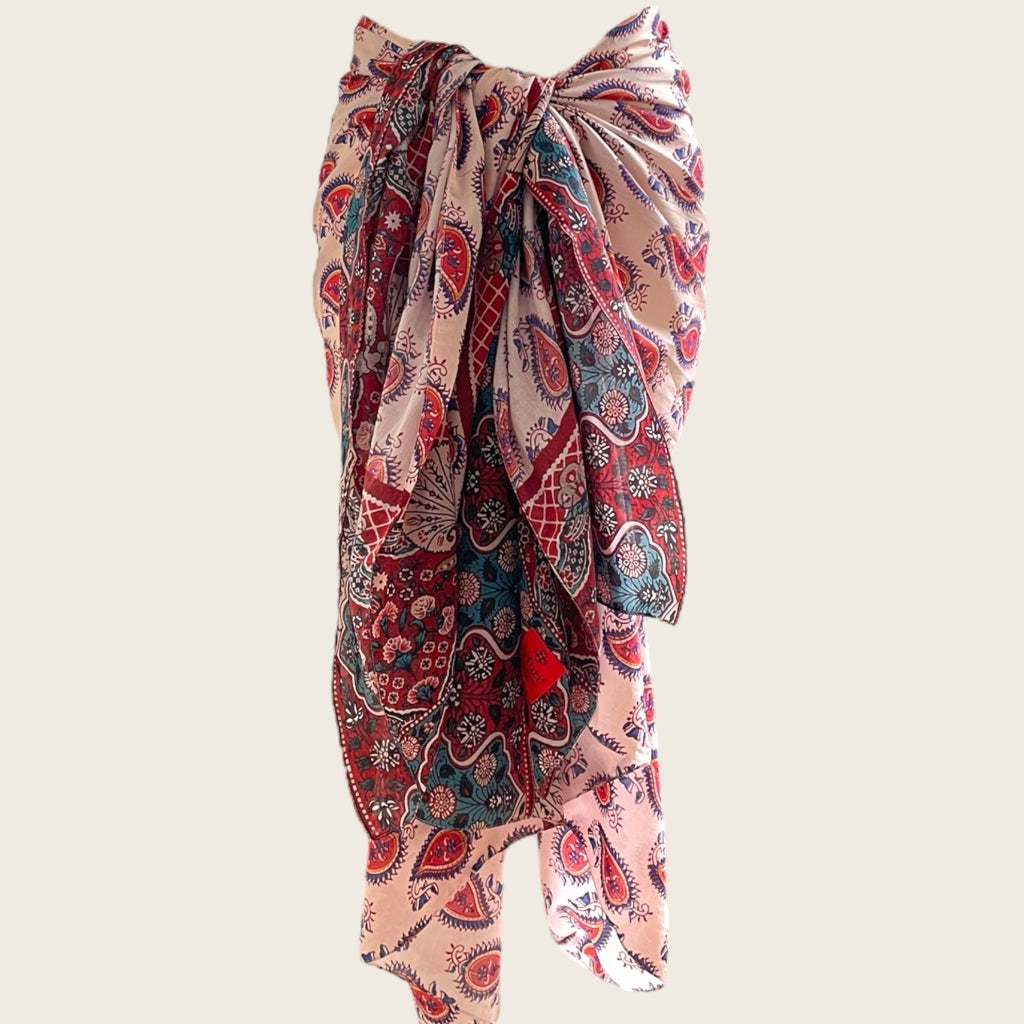 erfurt luxury Paisley with block border Scarves 30 Primrose Rose