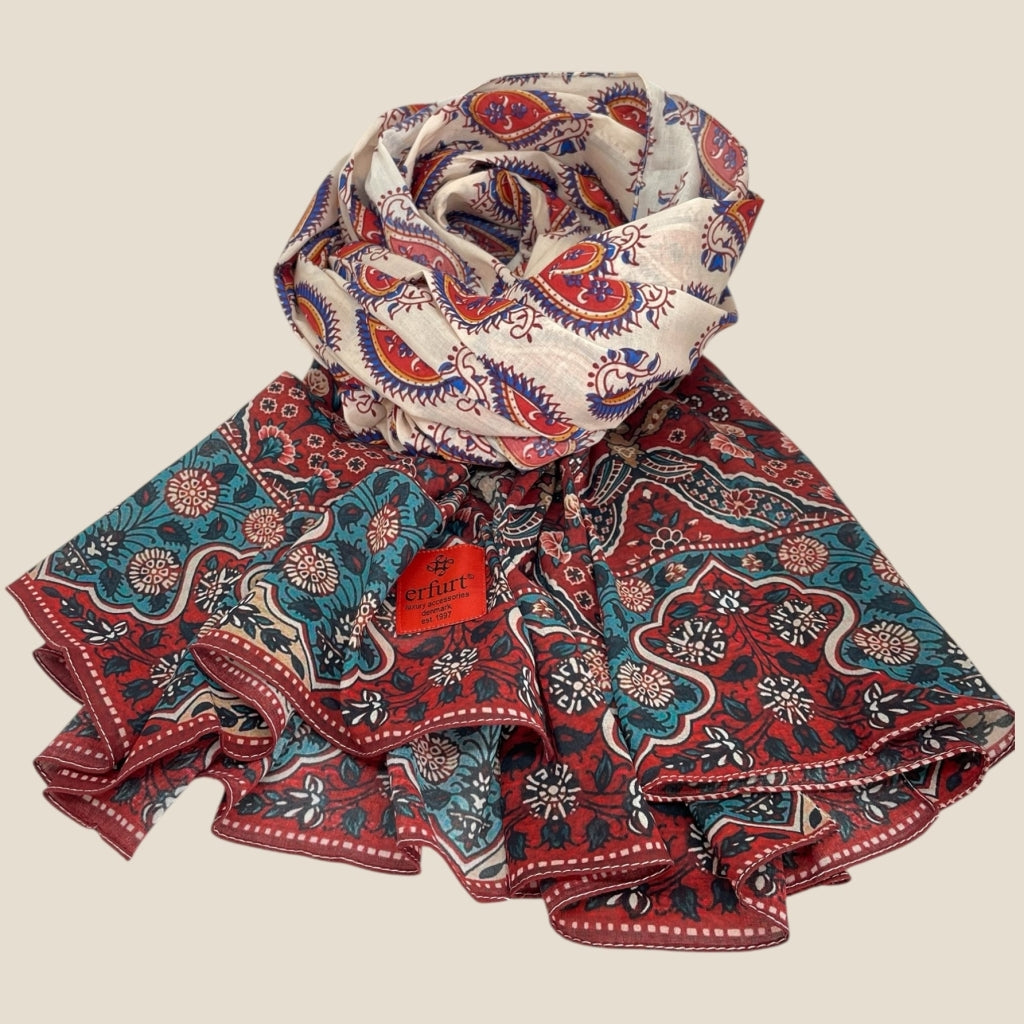erfurt luxury Paisley with block border Scarves 30 Primrose Rose