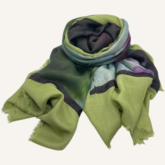 erfurt luxury Water paint Silk Scarves 39 Boysenberry