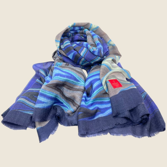 erfurt luxury Zig Zag Cashmere Scarves 69 Navy