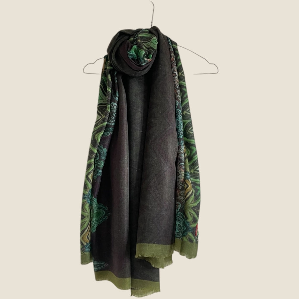 erfurt luxury Zig Zag Cashmere Scarves 09 Black Night