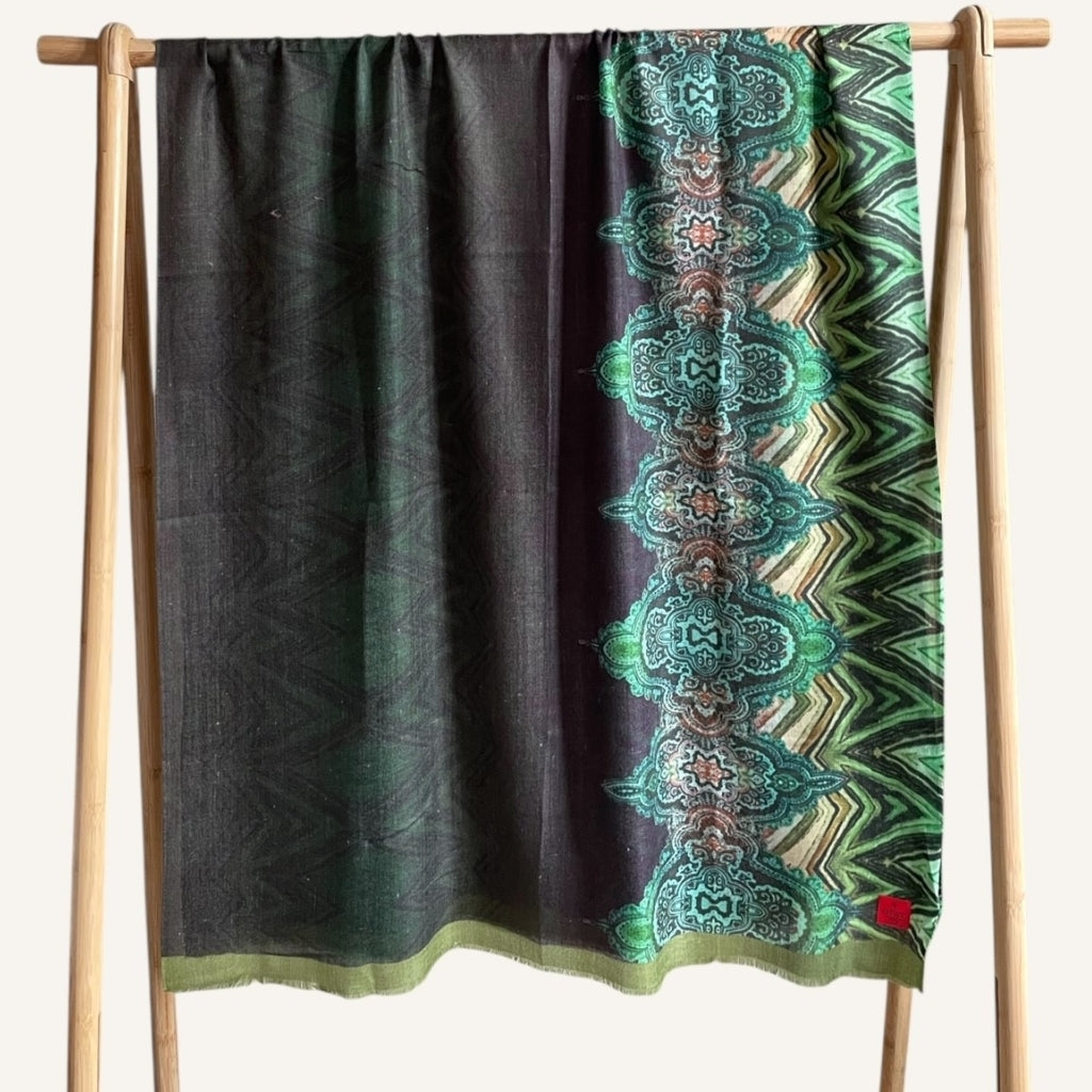 erfurt luxury Zig Zag Cashmere Scarves 09 Black Night