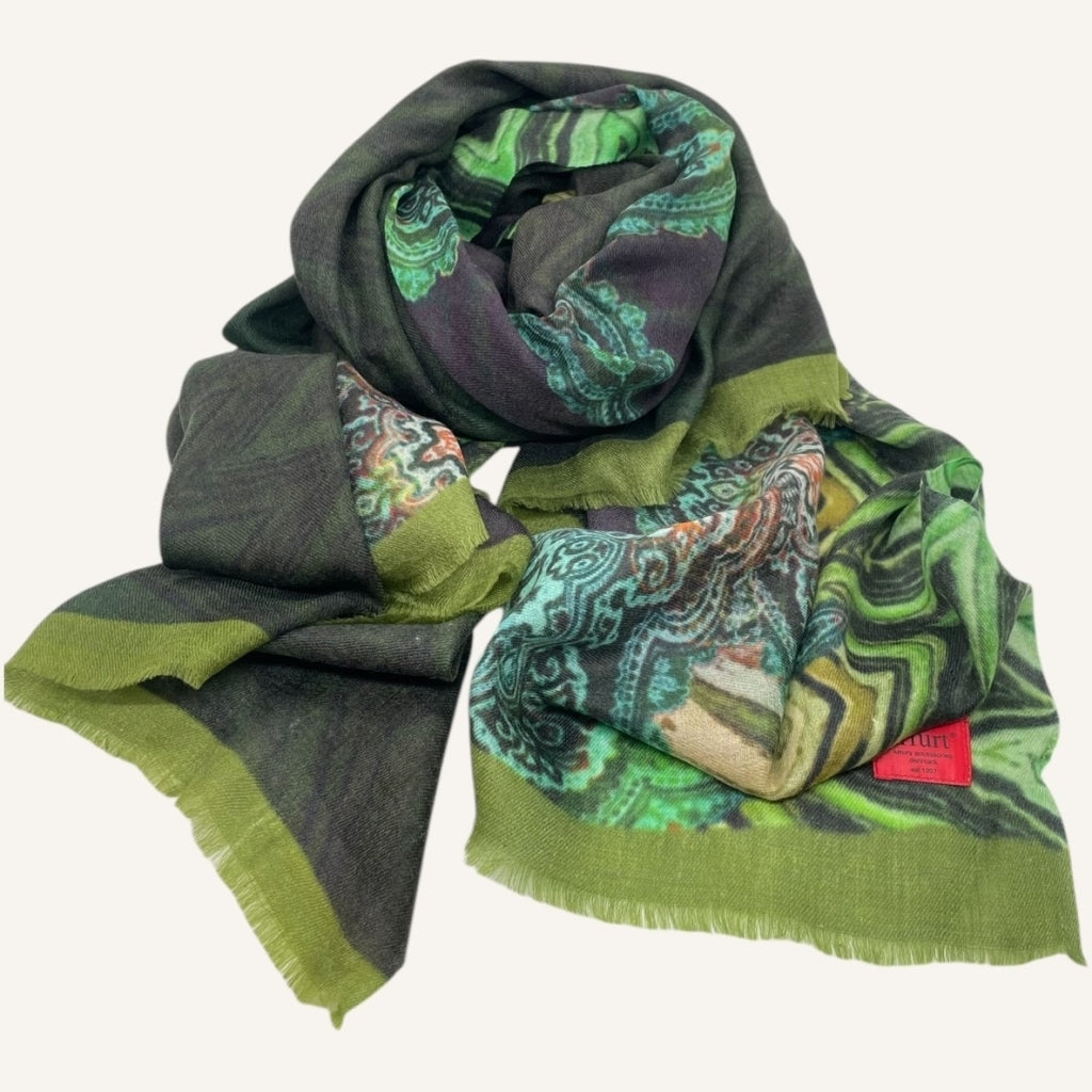 erfurt luxury Zig Zag Cashmere Scarves 09 Black Night