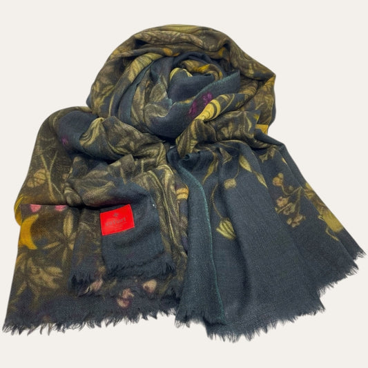 erfurt luxury extraordinary luxury flower Cashmere Scarves 09 Black Night