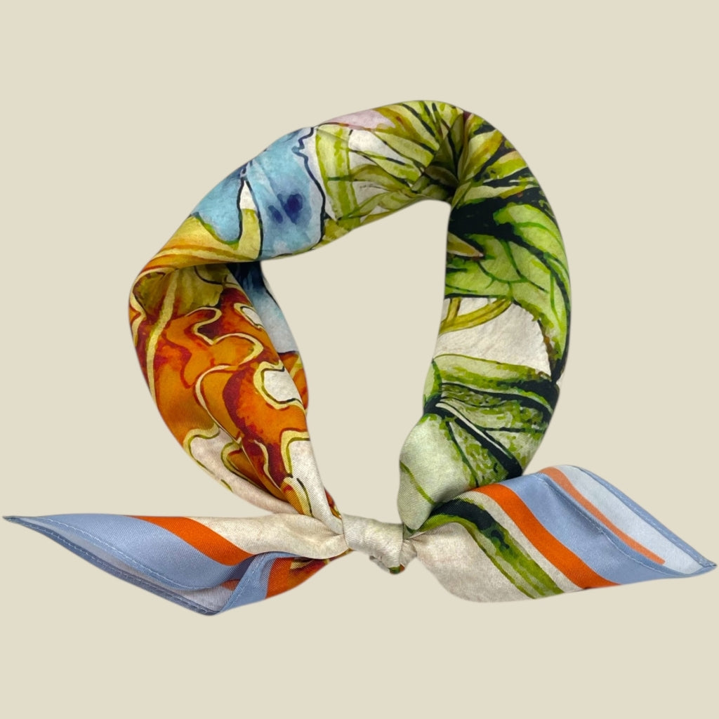 erfurt luxury flower fun Small scarves 65 Colony Blue